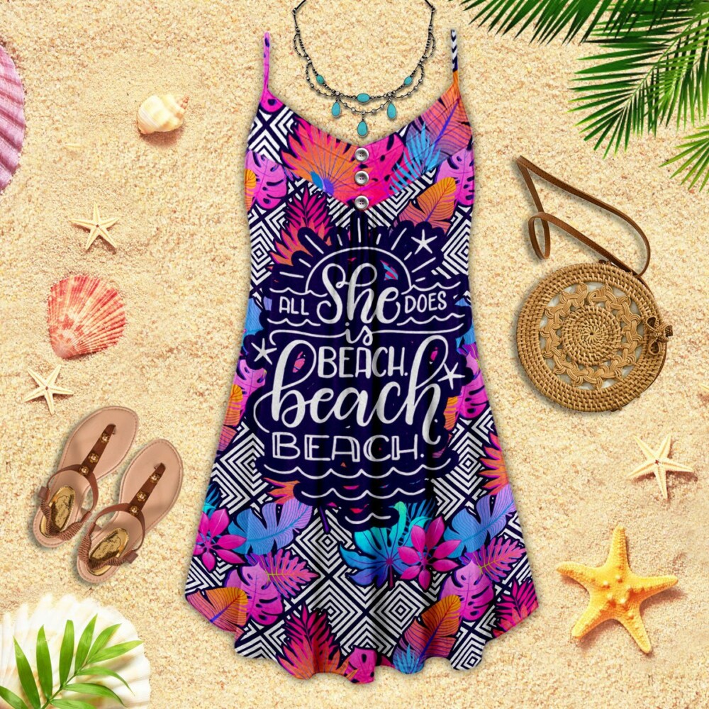 Beach All She Does Is Beach - Summer Dress - Owl Ohh - Owl Ohh