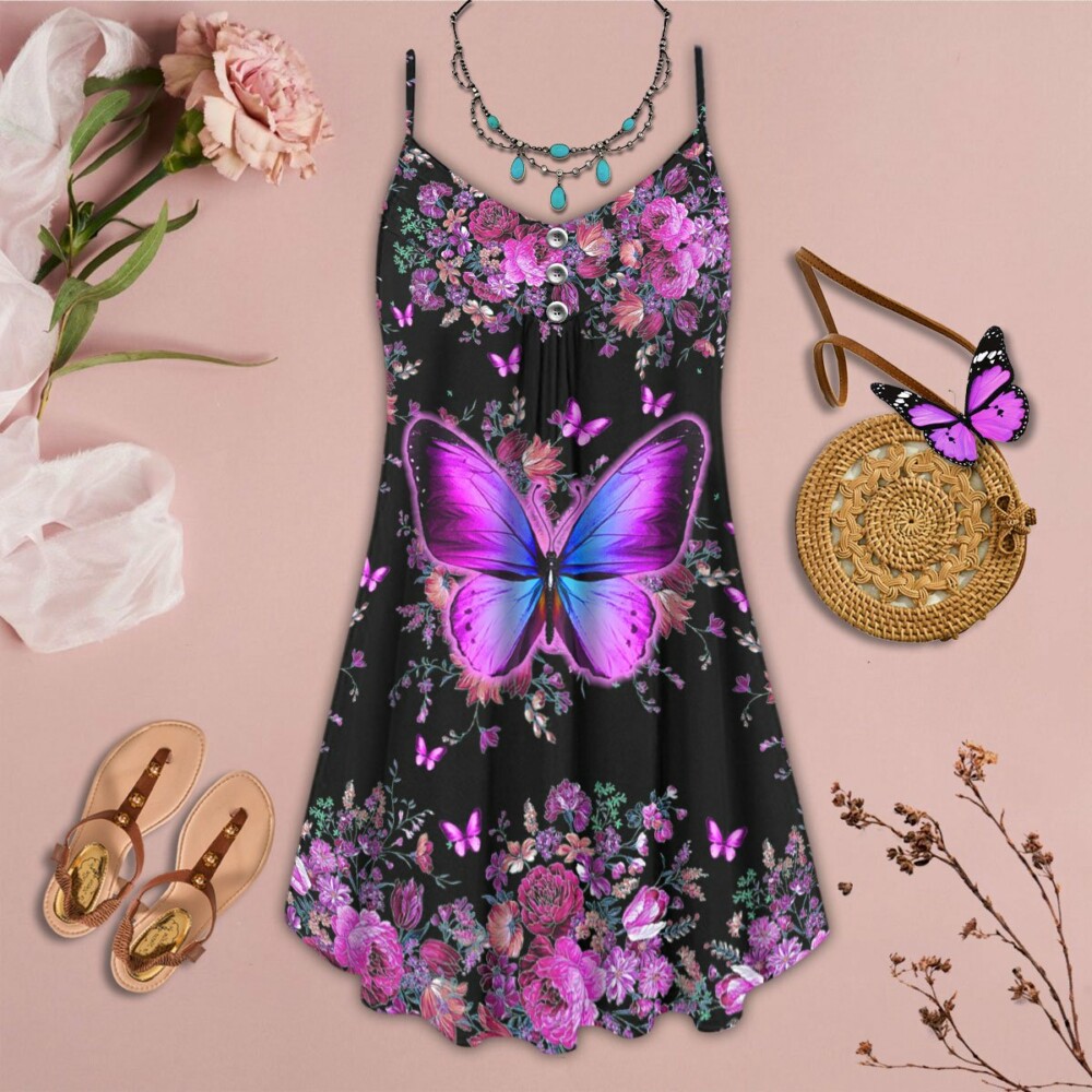 Butterfly Purple Love Flower - Summer Dress - Owl Ohh - Owl Ohh