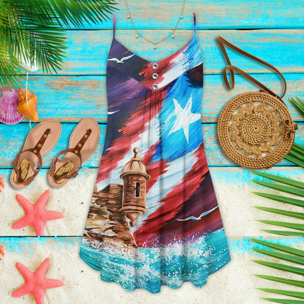 Beach Puerto Rico Flag - Summer Dress - Owl Ohh - Owl Ohh