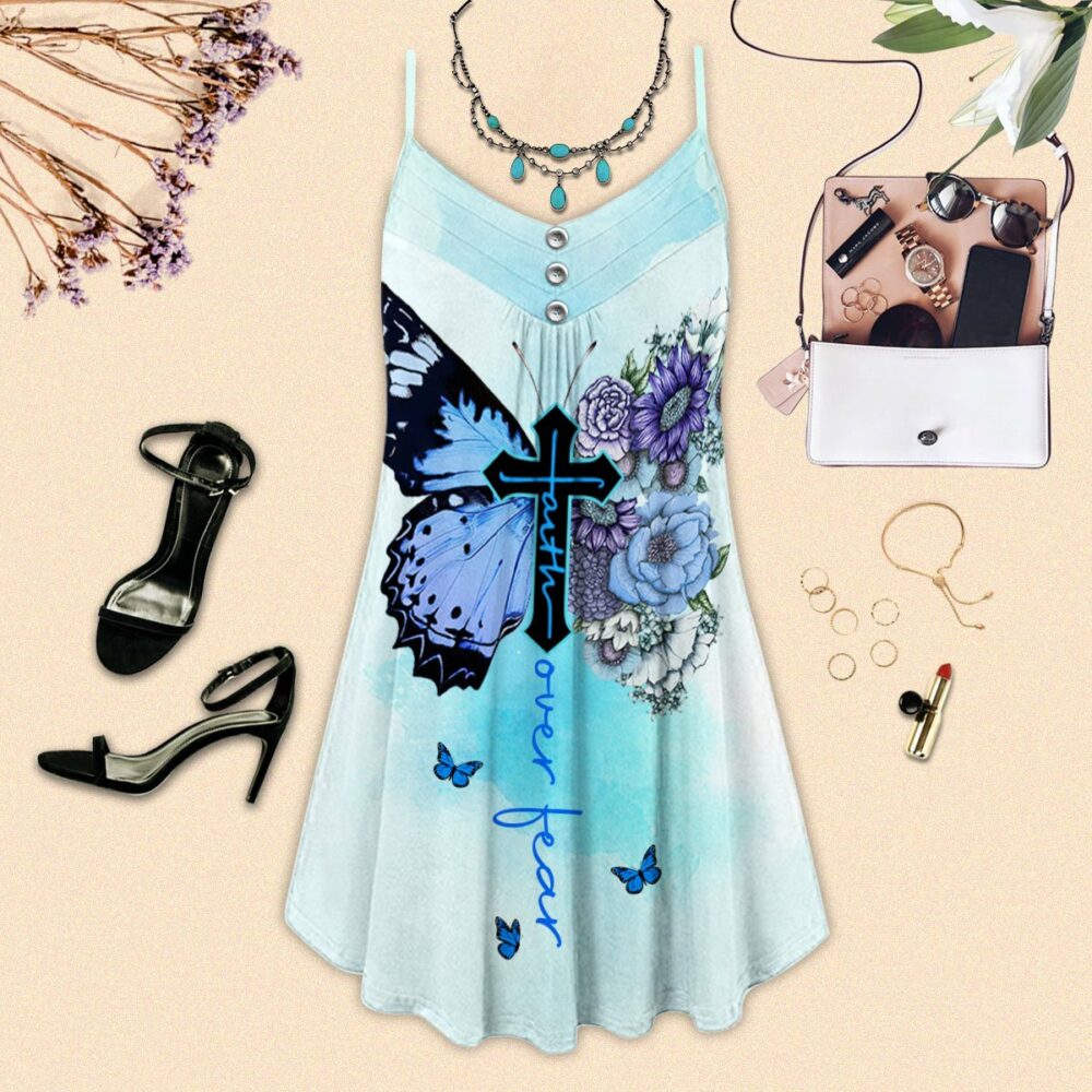 Blue Butterfly Faith Over Fear - Summer Dress - Owl Ohh - Owl Ohh