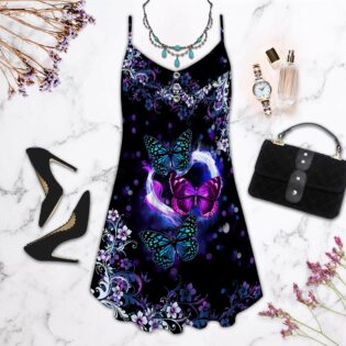 Butterfly Spaghetti With Patterned Flower - Summer Dress - Owl Ohh - Owl Ohh