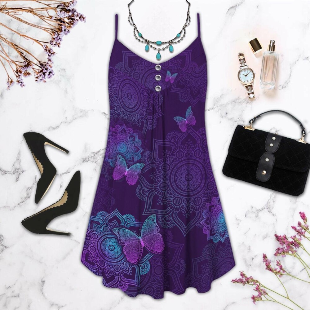 Purple Butterfly Mandala - Summer Dress - Owl Ohh - Owl Ohh