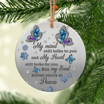 Metal Style Butterfly At Peace - Circle Ornament - Owl Ohh - Owl Ohh