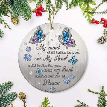 Metal Style Butterfly At Peace - Circle Ornament - Owl Ohh - Owl Ohh