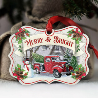 Red Truck Merry And Bright - Horizontal Ornament - Owl Ohh - Owl Ohh