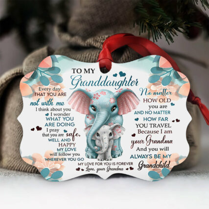 Elephant Lover Send To Granddaughter - Horizontal Ornament - Owl Ohh - Owl Ohh