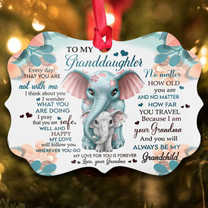 Elephant Lover Send To Granddaughter - Horizontal Ornament - Owl Ohh - Owl Ohh