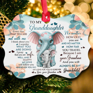Elephant Lover Send To Granddaughter - Horizontal Ornament - Owl Ohh - Owl Ohh
