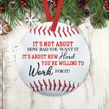 Baseball Just Work Hard Boy - Circle Ornament - Owl Ohh - Owl Ohh