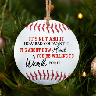 Baseball Just Work Hard Boy - Circle Ornament - Owl Ohh - Owl Ohh