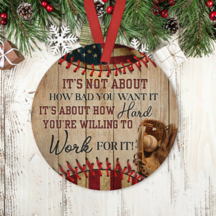 Baseball Work For It - Circle Ornament - Owl Ohh - Owl Ohh