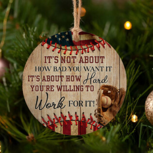 Baseball Work For It - Circle Ornament - Owl Ohh - Owl Ohh