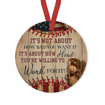 Baseball Work For It - Circle Ornament - Owl Ohh - Owl Ohh