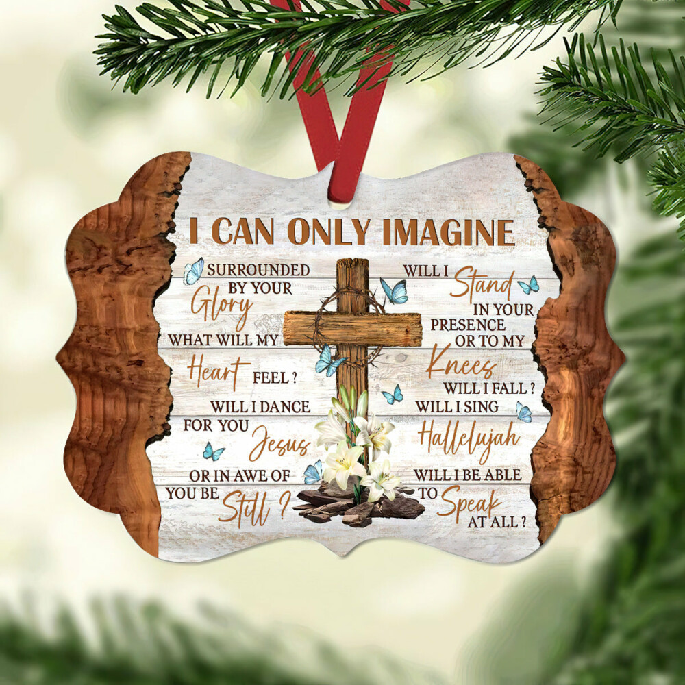 God Lily Flower Cross Faith I Can Only Imagine - Horizontal Ornament - Owl Ohh - Owl Ohh