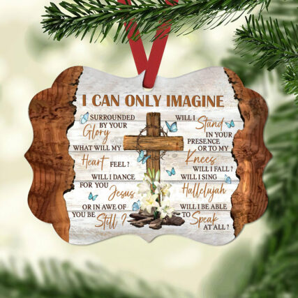 God Lily Flower Cross Faith I Can Only Imagine - Horizontal Ornament - Owl Ohh - Owl Ohh