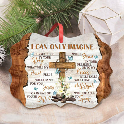 God Lily Flower Cross Faith I Can Only Imagine - Horizontal Ornament - Owl Ohh - Owl Ohh
