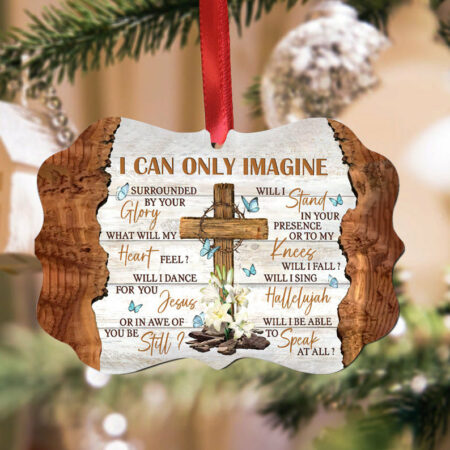 God Lily Flower Cross Faith I Can Only Imagine - Horizontal Ornament - Owl Ohh - Owl Ohh