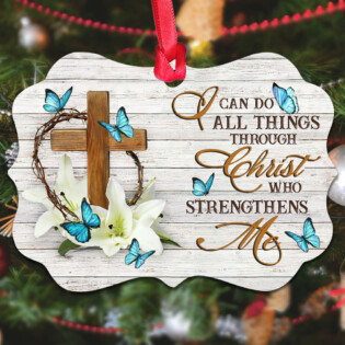 Jesus Lily Flower I Can Do All Things Faith Butterfly - Horizontal Ornament - Owl Ohh - Owl Ohh