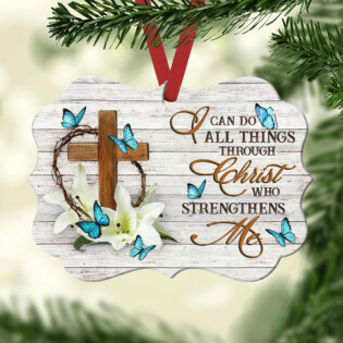 Jesus Lily Flower I Can Do All Things Faith Butterfly - Horizontal Ornament - Owl Ohh - Owl Ohh