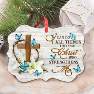 Jesus Lily Flower I Can Do All Things Faith Butterfly - Horizontal Ornament - Owl Ohh - Owl Ohh