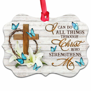 Jesus Lily Flower I Can Do All Things Faith Butterfly - Horizontal Ornament - Owl Ohh - Owl Ohh