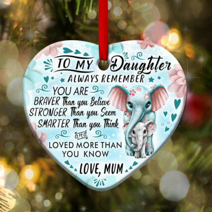 Family Love To My Daughter Elephant - Heart Ornament - Owl Ohh - Owl Ohh
