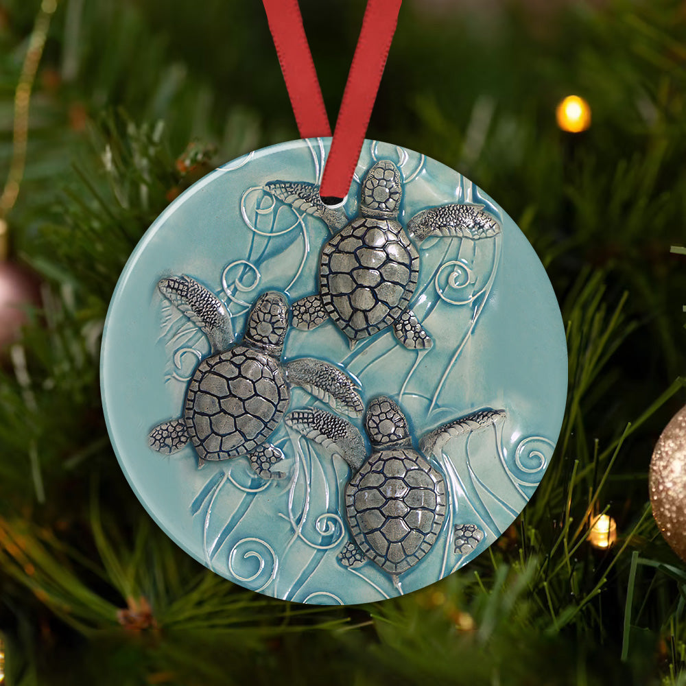 Turtle Love Ocean Forever - Circle Ornament - Owl Ohh - Owl Ohh