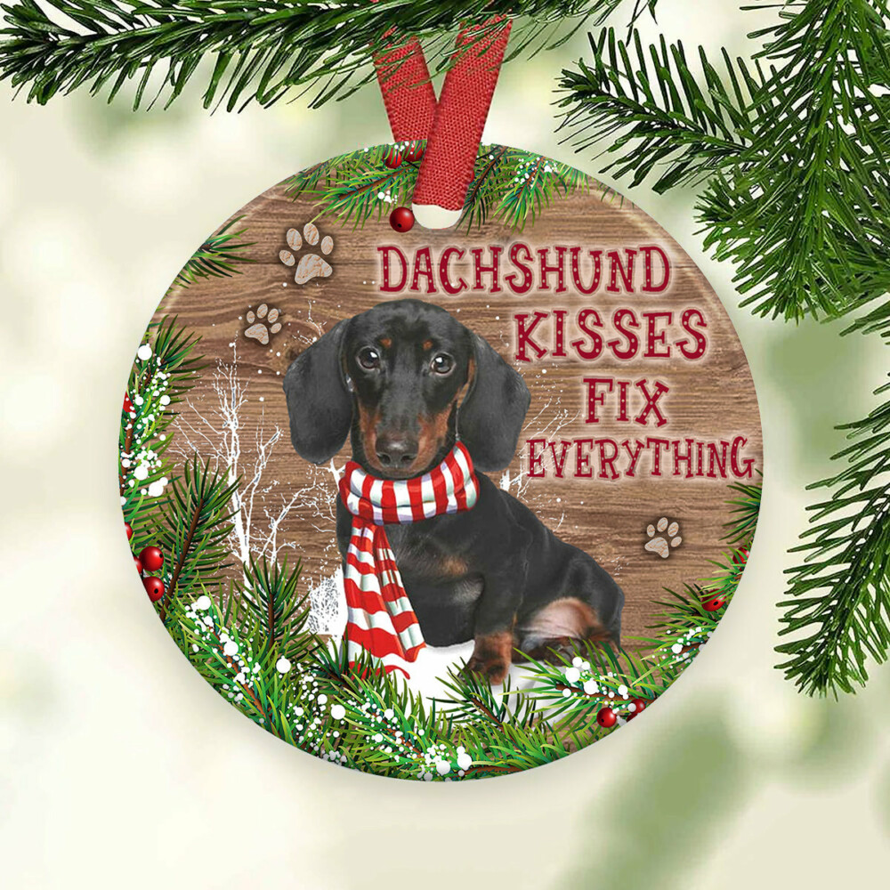 Dachshund Kisses Fix Everything - Circle Ornament - Owl Ohh - Owl Ohh