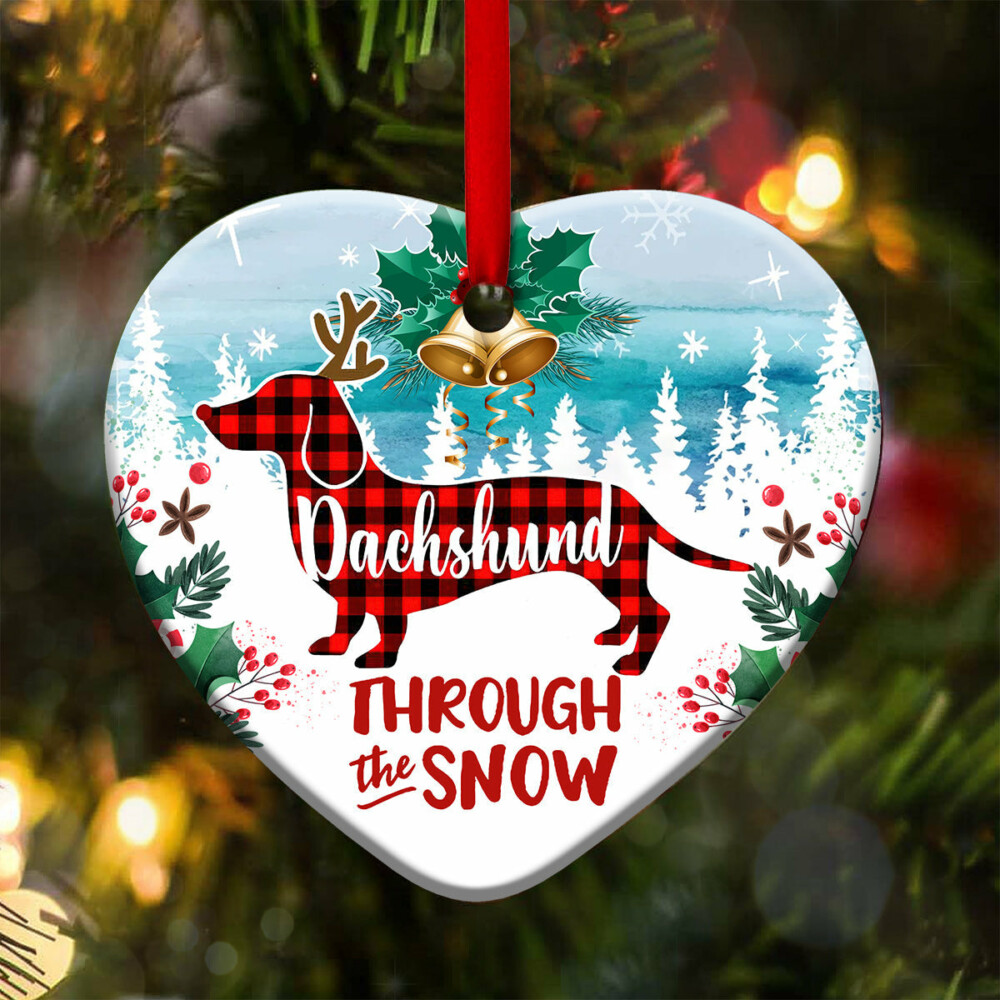 Dachshund Through The Snow Christmas - Heart Ornament - Owl Ohh - Owl Ohh