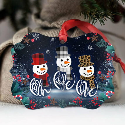 Snowman Faith Hope Love Style - Horizontal Ornament - Owl Ohh - Owl Ohh