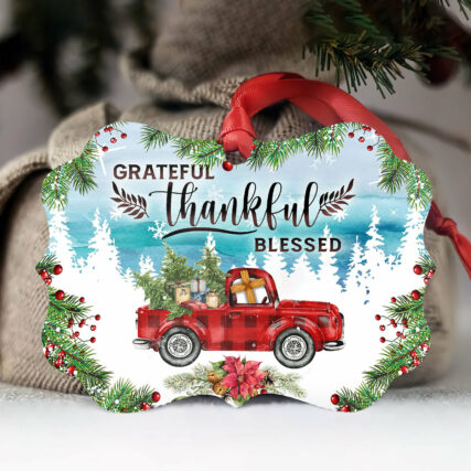 Christmas Grateful Thankful Blessed - Horizontal Ornament - Owl Ohh