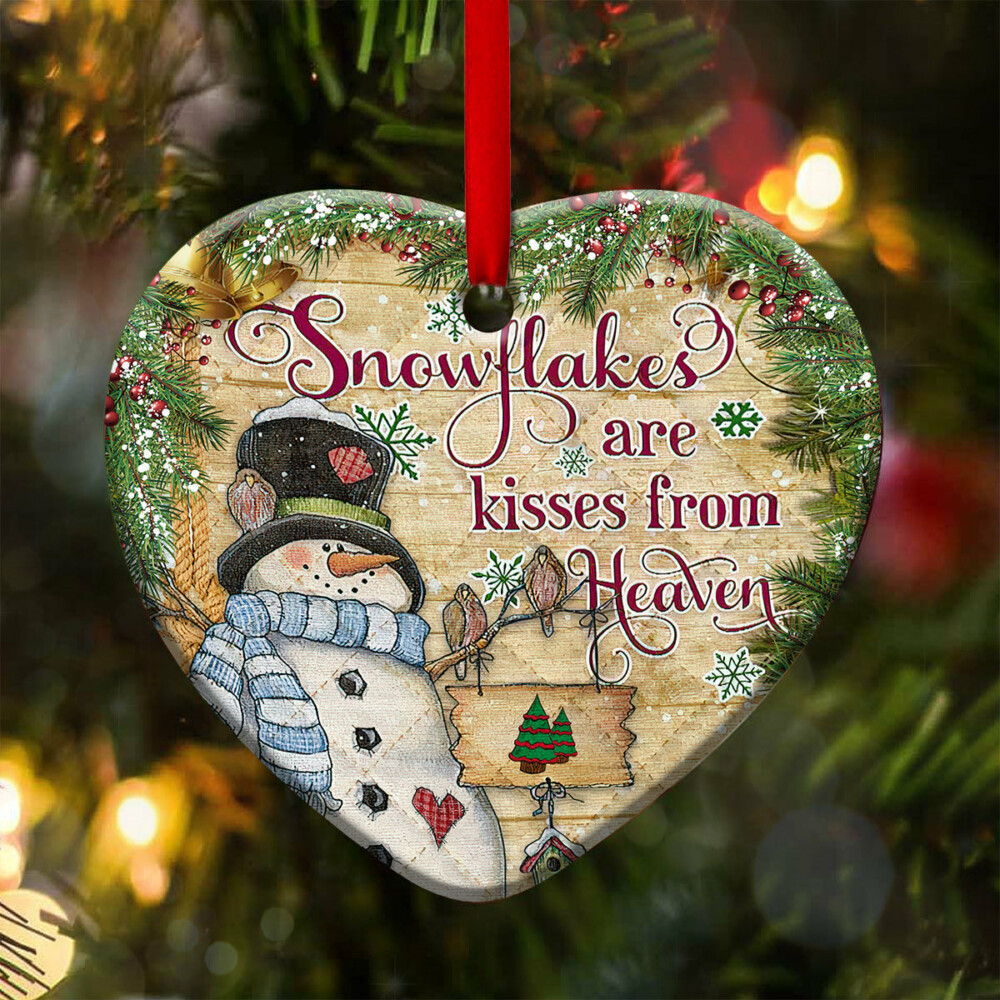 Christmas Snowflakes Are Kisses - Heart Ornament - Owl Ohh - Owl Ohh