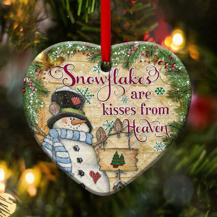 Christmas Snowflakes Are Kisses - Heart Ornament - Owl Ohh - Owl Ohh