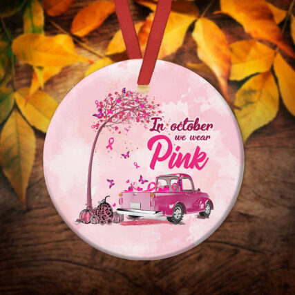 Breast Cancer Awareness October - Circle Ornament - Owl Ohh - Owl Ohh