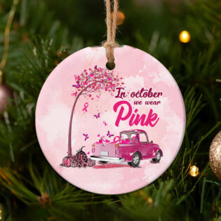 Breast Cancer Awareness October - Circle Ornament - Owl Ohh - Owl Ohh