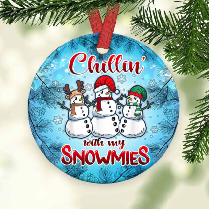 Snowman Chillin With My Snowmies - Circle Ornament - Owl Ohh - Owl Ohh