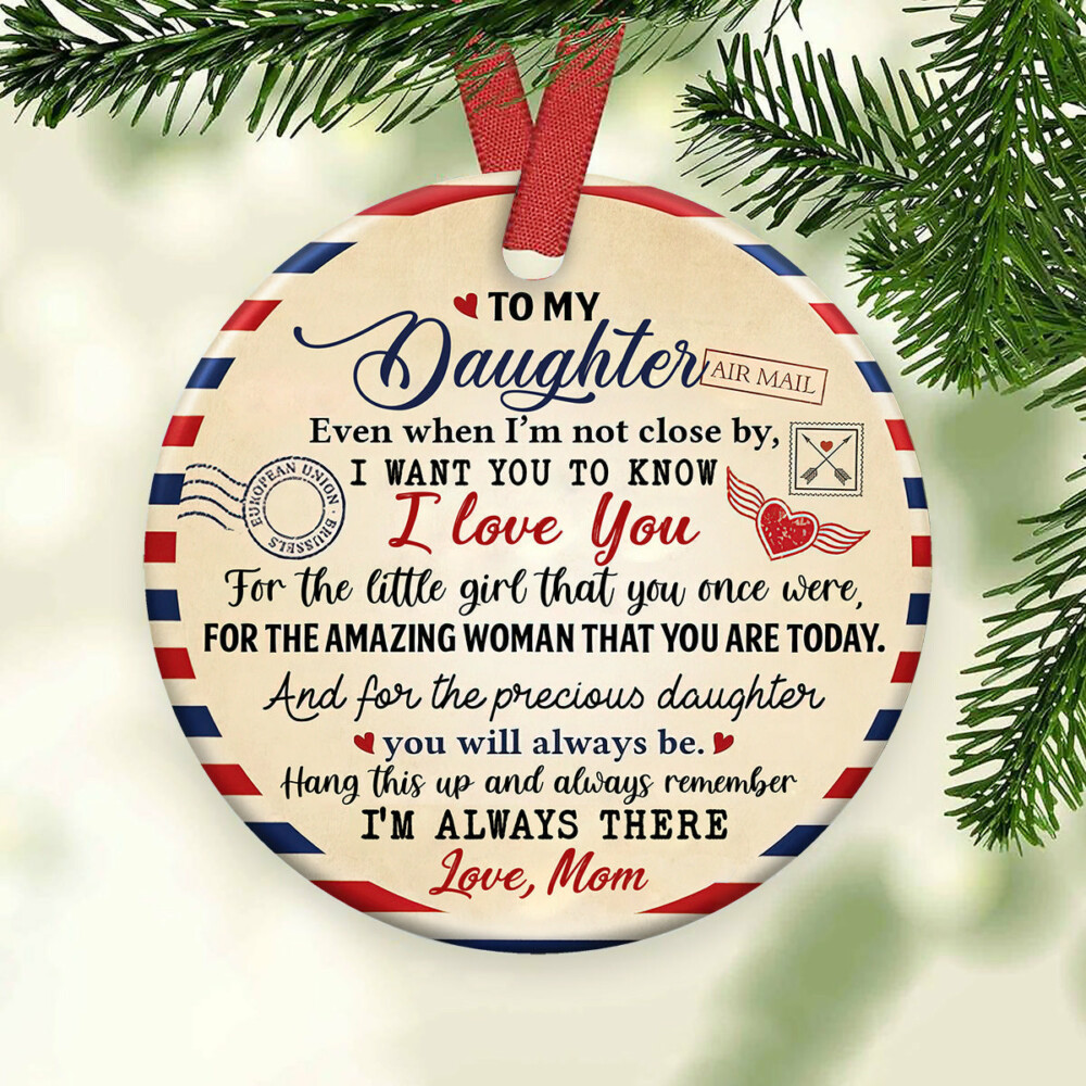 Family To My Daughter Letters Style - Circle Ornament - Owl Ohh - Owl Ohh