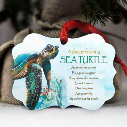 Turtle Advice Love Ocean - Horizontal Ornament - Owl Ohh - Owl Ohh
