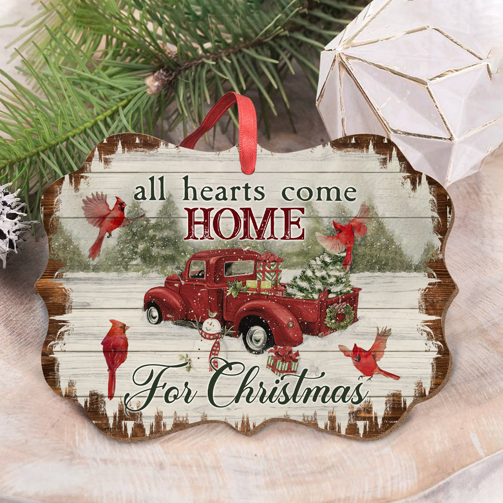 Cardinal Birds All Hearts Come Home For Christmas - Horizontal Ornament - Owl Ohh - Owl Ohh