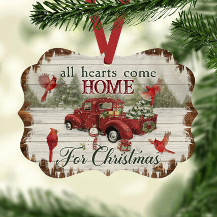 Cardinal Birds All Hearts Come Home For Christmas - Horizontal Ornament - Owl Ohh - Owl Ohh