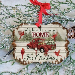 Cardinal Birds All Hearts Come Home For Christmas - Horizontal Ornament - Owl Ohh - Owl Ohh