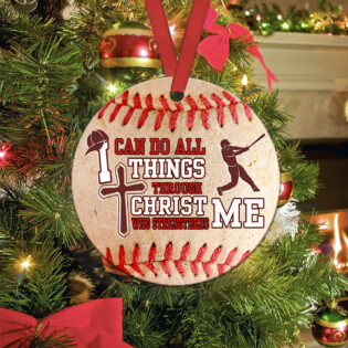 Baseball I Can Do All Things Baseball Faith - Circle Ornament - Owl Ohh - Owl Ohh