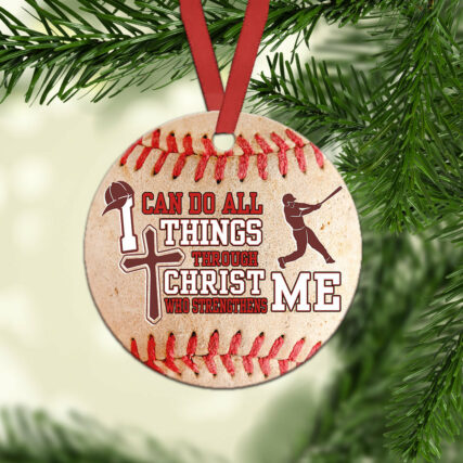 Baseball I Can Do All Things Baseball Faith - Circle Ornament - Owl Ohh - Owl Ohh