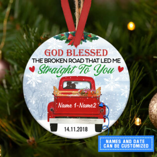 Red Truck Straight To You Couple Personalized - Circle Ornament - Owl Ohh - Owl Ohh