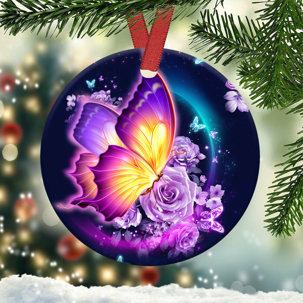 Butterfly Over Night Day - Circle Ornament - Owl Ohh - Owl Ohh