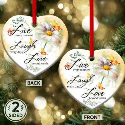 Butterfly Live Laugh Love - Heart Ornament - Owl Ohh - Owl Ohh
