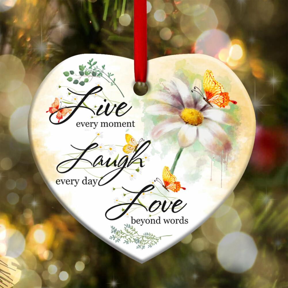 Butterfly Live Laugh Love - Heart Ornament - Owl Ohh - Owl Ohh