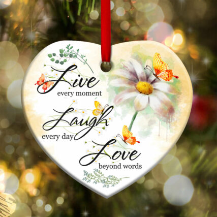 Butterfly Live Laugh Love - Heart Ornament - Owl Ohh - Owl Ohh