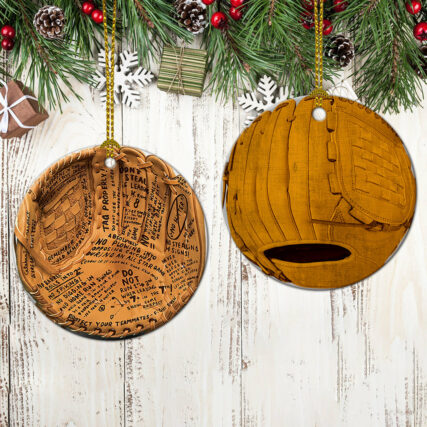 Baseball Glove Baseball Code - Circle Ornament - Owl Ohh - Owl Ohh