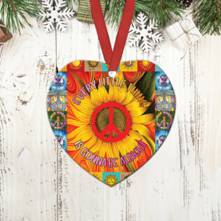 Hippie Sunflower Gonna Be Alright - Heart Ornament - Owl Ohh - Owl Ohh